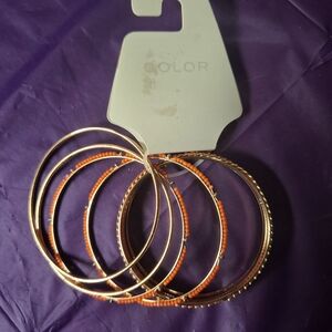 Kohl's Gold and Orange Bracelet Set